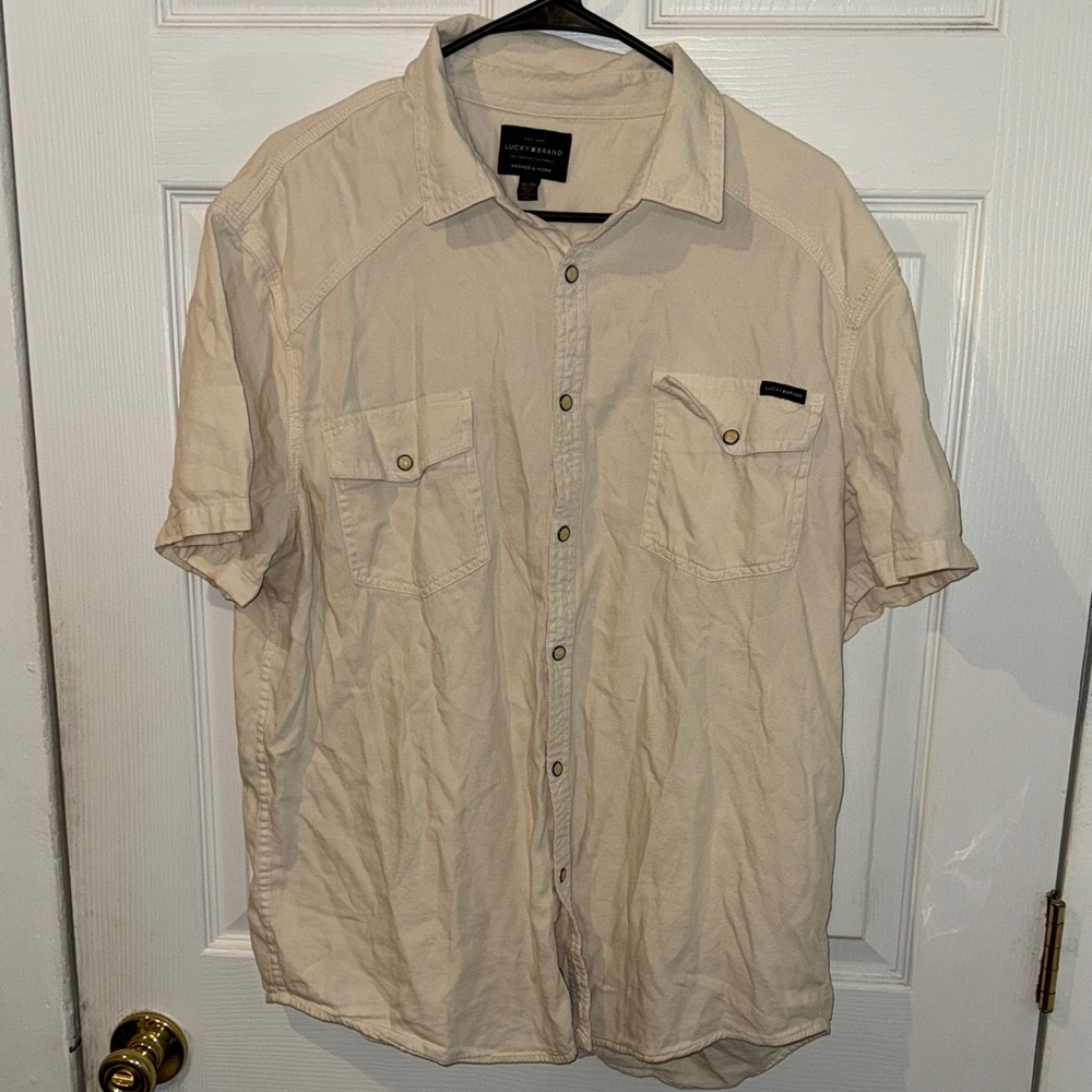 Lucky brand Men's Beige/off white Western style pearl snap Shirt